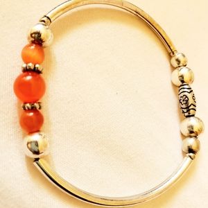 Coral and silver bracelet
